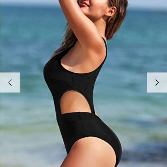 Holipick Women Black  Cutout One-Piece Tummy Control Swimsuit sz M - Picture 7 of 11